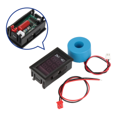 Medidor de tens&atilde;o e corrente AC 50-500V com duplo display e transformador 10A
