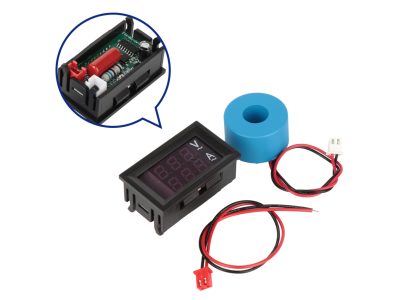 Medidor de tens&atilde;o e corrente AC 50-500V com duplo display e transformador 10A - Imagem 1