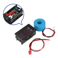 Medidor de tens&atilde;o e corrente AC 50-500V com duplo display e transformador 10A