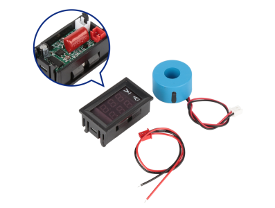 Medidor de tens&atilde;o e corrente AC 50-500V com display duplo e transformador 50A - Imagem 1