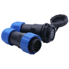 Conector SD20 9 pinos 5A IP68 tipo aviation, plug macho e soquete f&ecirc;mea &agrave; prova d'&aacute;gua