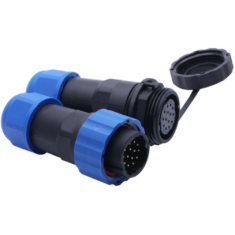 Conector SD20 tipo aeron&aacute;utico 12 pinos 5A IP68, macho e f&ecirc;mea &agrave; prova d'&aacute;gua