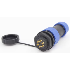 Conector SD20 6 pinos 10A &agrave; prova d'&aacute;gua IP68 com porca traseira, plugue avia&ccedil;&atilde;o macho e soquete f&ecirc;mea