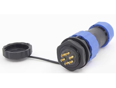 Conector SD20 6 pinos 10A &agrave; prova d'&aacute;gua IP68 com porca traseira, plugue avia&ccedil;&atilde;o macho e soquete f&ecirc;mea - Imagem 1