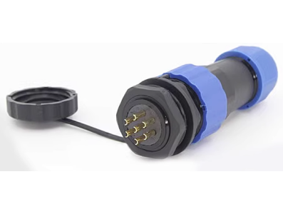 Conector SD20 7 pinos 10A IP68 tipo avia&ccedil;&atilde;o com porca traseira, plugue macho e soquete f&ecirc;mea - Imagem 1