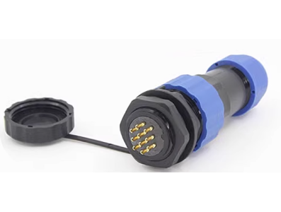 Conector SD20 10 pinos 5A IP68, tipo aviador com porca traseira, plugue macho e soquete f&ecirc;mea - Imagem 1