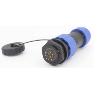 Conector SD20 12 pinos 5A IP68 &agrave; prova d'&aacute;gua, plug macho estilo aviation e soquete f&ecirc;mea com porca traseira