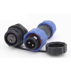 SD13-2PIN Conector aviador 2 pinos 10A IP68 &agrave; prova d'&aacute;gua, plugue macho e soquete f&ecirc;mea com porca traseira