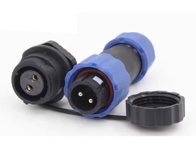 SD13-2PIN Conector aviador 2 pinos 10A IP68 &agrave; prova d'&aacute;gua, plugue macho e soquete f&ecirc;mea com porca traseira - Imagem 1