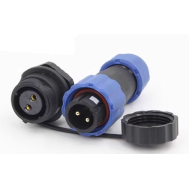 SD13-2PIN Conector aviador 2 pinos 10A IP68 &agrave; prova d'&aacute;gua, plugue macho e soquete f&ecirc;mea com porca traseira