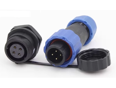 Conector SD13 tipo aviation 4 pinos 5A IP68 com porca traseira, plugue macho e soquete f&ecirc;mea - Imagem 1