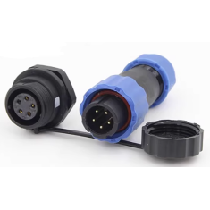 Conector SD13 5 pinos 5A IP68 tipo aviation, plugue macho e soquete f&ecirc;mea com porca traseira &agrave; prova d'&aacute;gua