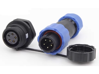 Conector SD13 5 pinos 5A IP68 tipo aviation, plugue macho e soquete f&ecirc;mea com porca traseira &agrave; prova d'&aacute;gua - Imagem 1