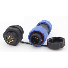 Conector SD13-6PIN 5 A IP68 tipo avia&ccedil;&atilde;o com porca traseira, plug macho e soquete f&ecirc;mea