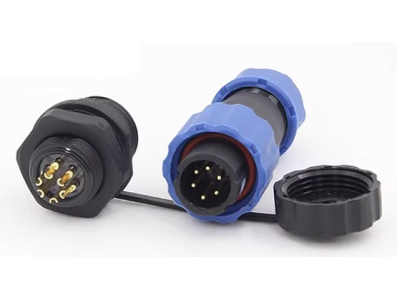Conector SD13-6PIN 5 A IP68 tipo avia&ccedil;&atilde;o com porca traseira, plug macho e soquete f&ecirc;mea - Imagem 1