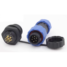SD13 conector tipo aviation 7 pinos 5A IP68 com porca traseira, plug macho e soquete f&ecirc;mea