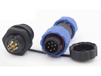 SD13 conector tipo aviation 7 pinos 5A IP68 com porca traseira, plug macho e soquete f&ecirc;mea - Imagem 1