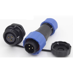 Conector de avia&ccedil;&atilde;o SD16 3 pinos 10A &agrave; prova d'&aacute;gua (IP68) com porca traseira, plugue macho e soquete f&ecirc;mea
