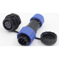 Conector SD16 4 pinos 5A IP68, plugue macho e soquete f&ecirc;mea com porca traseira &agrave; prova d'&aacute;gua (aviation)