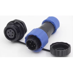 Conector SD16 5 pinos 5A IP68 &agrave; prova d'&aacute;gua, plug macho e soquete f&ecirc;mea tipo aeron&aacute;utico com porca traseira