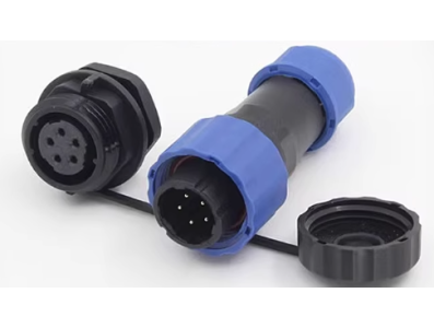 Conector SD16 5 pinos 5A IP68 &agrave; prova d'&aacute;gua, plug macho e soquete f&ecirc;mea tipo aeron&aacute;utico com porca traseira - Imagem 1
