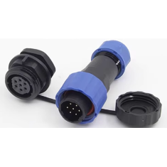 Conector SD16 7 pinos IP68 5A com porca traseira, plugue macho e soquete f&ecirc;mea avia&ccedil;&atilde;o