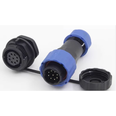 Conector avia&ccedil;&atilde;o SD16 9 pinos 5A &agrave; prova d'&aacute;gua IP68 com porca traseira, plug macho e soquete f&ecirc;mea