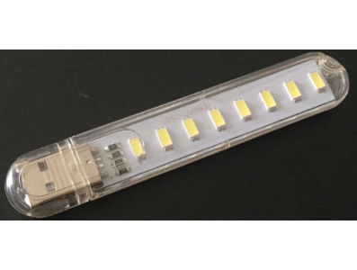 Mini lumin&aacute;ria noturna em U branca 8 LEDs 5V, acess&oacute;rio para Arduino - Imagem 1