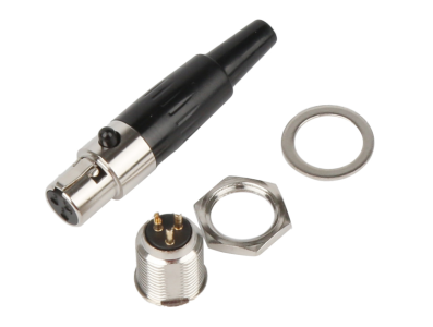 Conectores Mini XLR 3 pinos, plug f&ecirc;mea e soquete macho, par (2 pe&ccedil;as) - Imagem 1