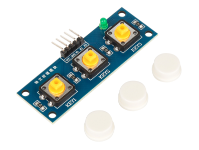 Shield Arduino M&oacute;dulo de 3 Bot&otilde;es Touch com HAT Branco - Imagem 1