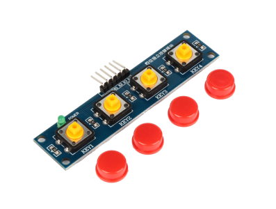 Shield para Arduino, m&oacute;dulo touch de 4 bot&otilde;es com HAT vermelho - Imagem 1