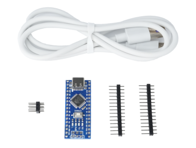 Placa Nano V3.0 n&atilde;o soldada ATmega328P 5V 16MHz CH340C Type-C com cabo Type-C branco 1 m - Imagem 1
