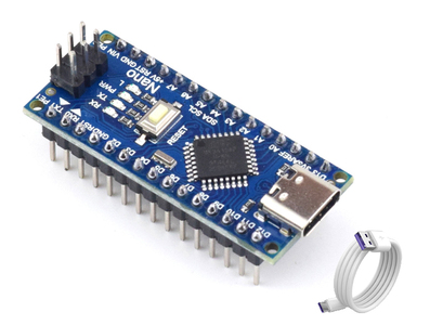 Placa Nano V3.0 ATmega328P 5V 16MHz CH340C com conector Type-C e cabo Type-C branco 1m (Arduino Shield AH) - Imagem 1