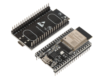 Placa base de desenvolvimento preta ESP32-DEVKITC com ESP32-WROOM-32D e CP2102 - Imagem 1