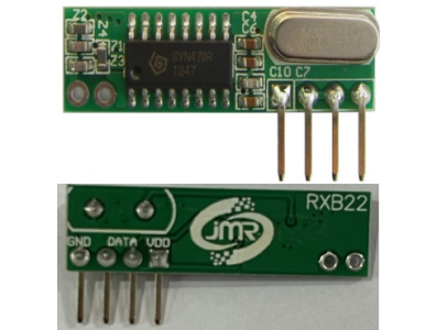 M&oacute;dulo receptor sem fio 433 MHz RXB22 ASK superheterodino, formato Shield para Arduino - Imagem 1