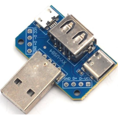 Placa adaptadora USB macho para f&ecirc;mea com interface Micro USB/Type-C 4 pinos 2,54 mm para Shield Arduino