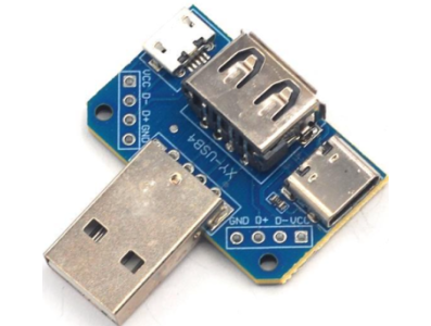 Placa adaptadora USB macho para f&ecirc;mea com interface Micro USB/Type-C 4 pinos 2,54 mm para Shield Arduino - Imagem 1