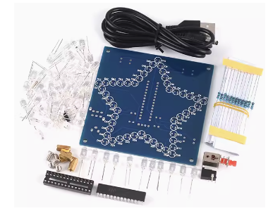 Shield Arduino em PCB azul, kit DIY l&acirc;mpada multicolor em formato estrela de 5 pontas com efeito &aacute;gua corrente - Imagem 1