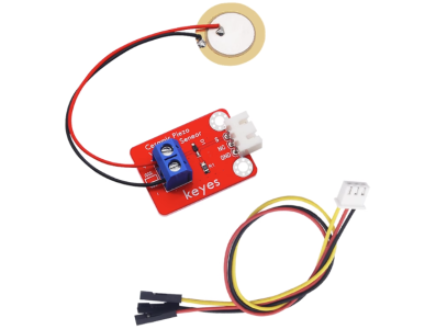 M&oacute;dulo sensor de vibra&ccedil;&atilde;o piezoel&eacute;trico cer&acirc;mico simulado vermelho com cabo 3 pinos - Imagem 1