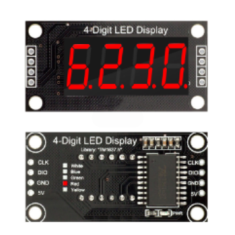 M&oacute;dulo display de tubo digital 4 d&iacute;gitos TM1637 0,36 polegada vermelho com ponto, Shield para Arduino