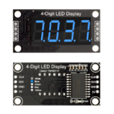 M&oacute;dulo Shield para Arduino Display LED de tubo digital TM1637 Azul 0,36 polegada 4 bits com ponto