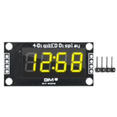 M&oacute;dulo display LED 4 d&iacute;gitos TM1637 0,36'' amarelo com dois pontos para Shield Arduino (AH)