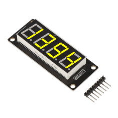 M&oacute;dulo display LED 0,56 polegada TM1637 4 d&iacute;gitos amarelo com ponto, Shield para Arduino