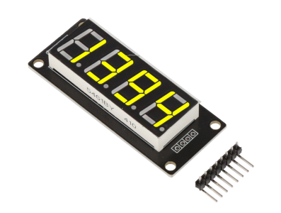 M&oacute;dulo display LED 0,56 polegada TM1637 4 d&iacute;gitos amarelo com ponto, Shield para Arduino - Imagem 1
