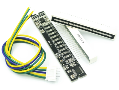 Shield Arduino indicador de n&iacute;vel espectral musical LED dual de 12 bits, canal duplo, LEDs 7 verdes 2 laranja 3 vermelhos, kit D - Imagem 1