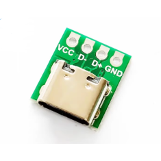 Placa de teste com conector USB-C f&ecirc;mea para Shield Arduino