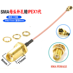 Cabo RG178 100 cm (11 mm) IPEX1 para conector SMA f&ecirc;mea