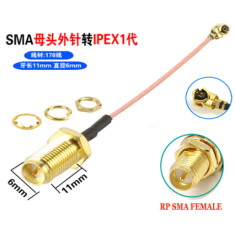 Cabo 150 cm IPEX 1 para conector RP-SMA f&ecirc;mea RG178 11 mm