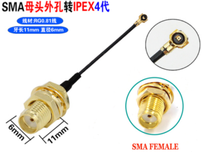 Cabo 15 cm com conector SMA f&ecirc;mea para IPEX4, 11 mm RG0.81 - Imagem 1