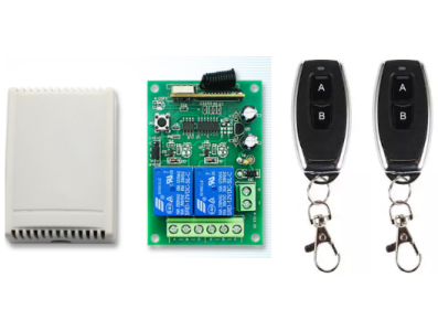 M&oacute;dulo rel&eacute; 2 canais 24V RF 433MHz, 2 controles remotos - Imagem 1